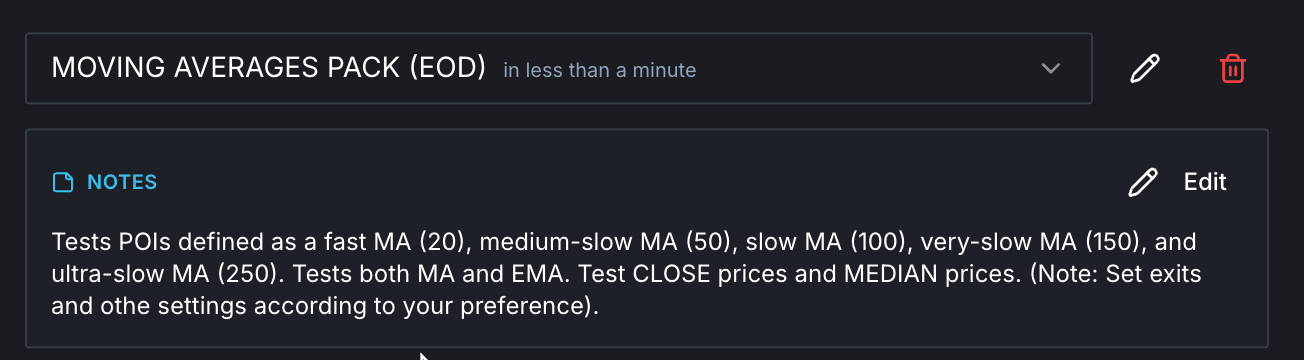 BTP built-in strategy templates: Moving Averages, Pivot Points, Price Action
